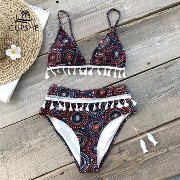 CUPSHE Tribe Fireworks Print Tassel Bikini - Picture 4 of 7